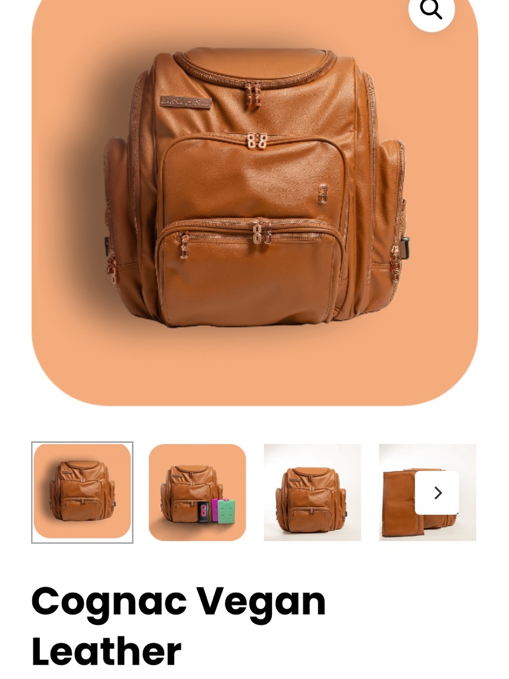 Elevated Creation Cognac Vegan Leather - Large Diaper Bag
